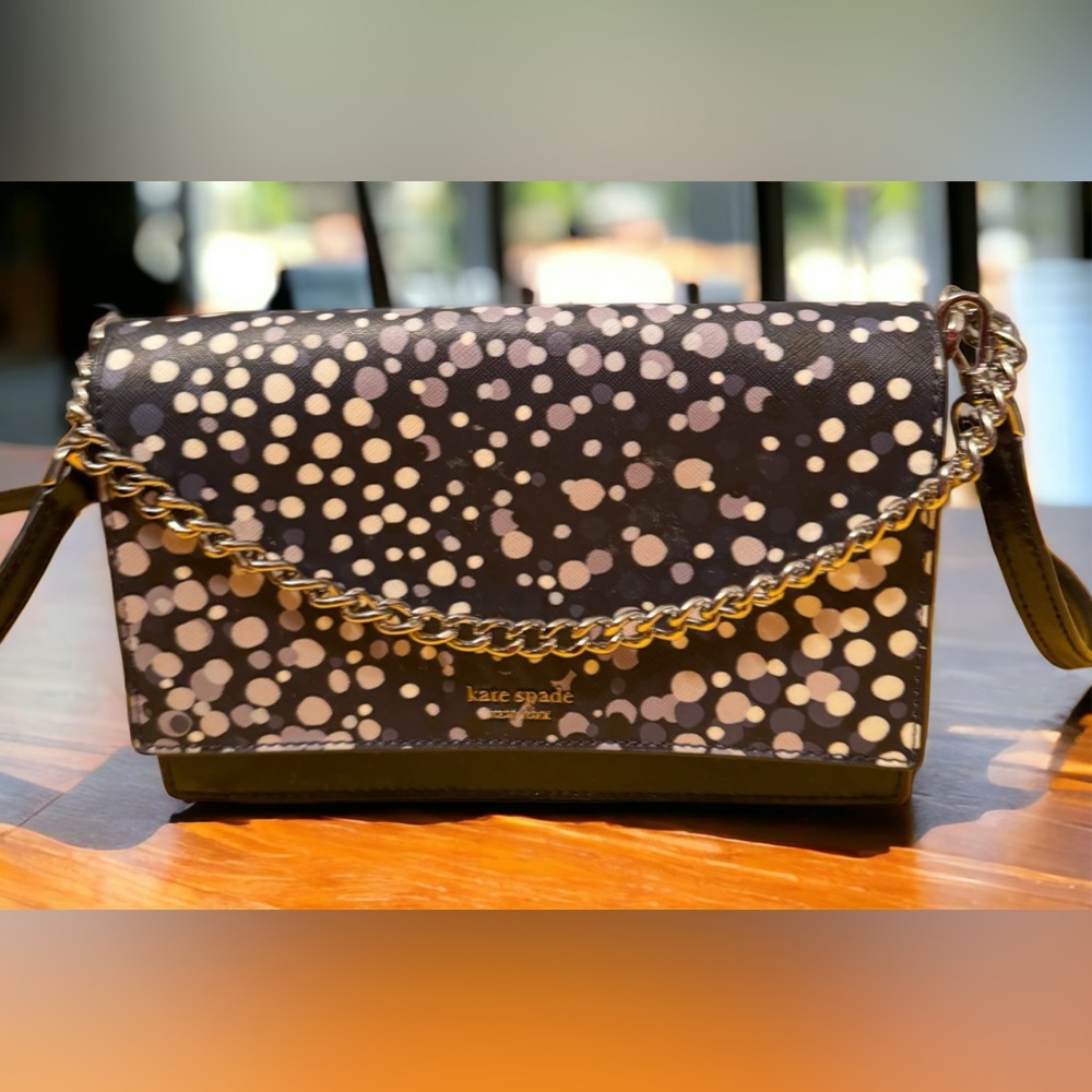 Kate Spade crossbody with a silver chain.